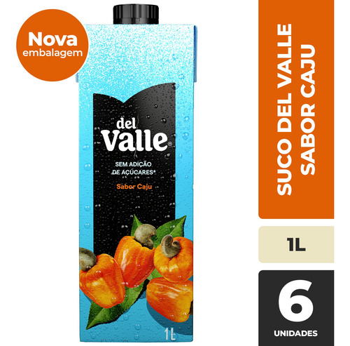 Suco Del Valle Caju Sem Açúcar Adicionado 1l Caixa 6 Un