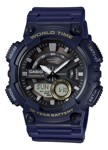 Reloj Casio Resistente Para Hombre Azul Aeq110w 2av Analóg
