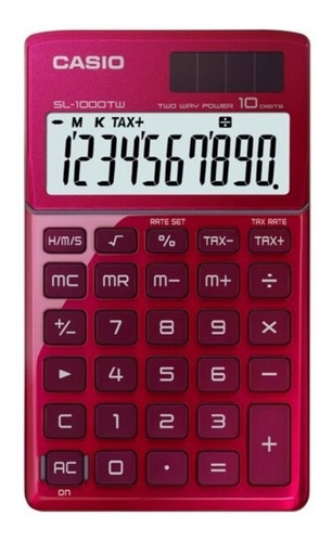 Calculadora Portátil Casio Sl-1000tw - 10 Digitos - Solar Color Rojo