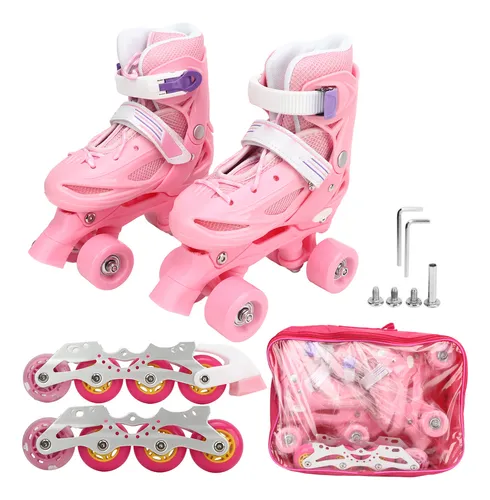 Pink Roller Skates For Girls 2 In 1 Kids Adults Women