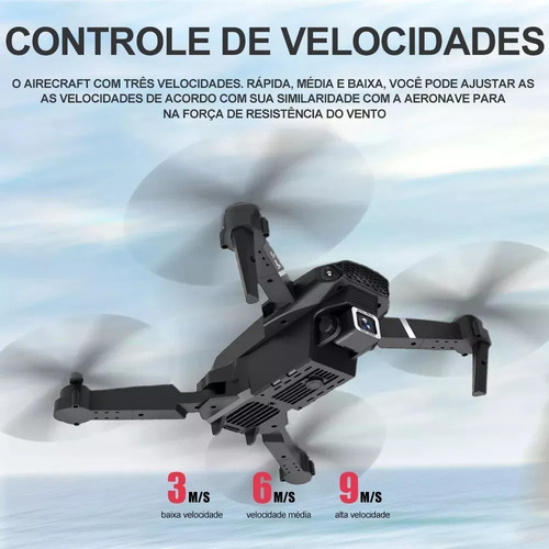 Mini Drone E88 Pro Com Câmera Dupla Wifi Com Case 2 Baterias