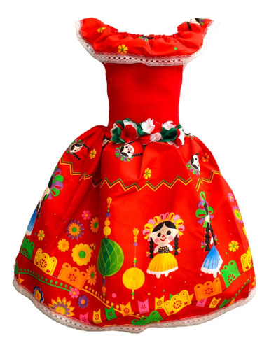 Vestido Mexicano Lele Rojo