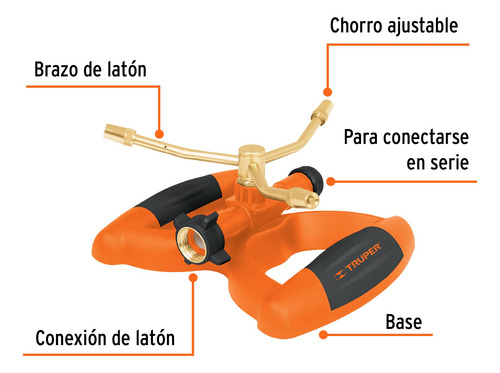 Aspersor Tres Brazos, Base Plástica Truper 11298