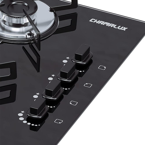 Fogão cooktop gás Chamalux 4 bocas ultra chama preto 127V/220V