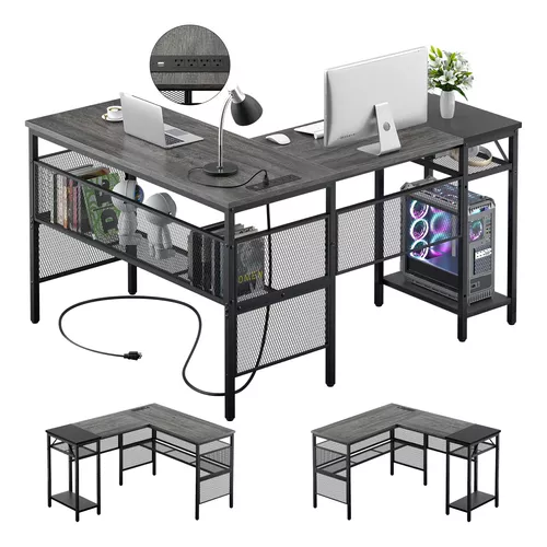 Escritorio en forma de L, mesas plegables para computadora, escritorio  esquinero de computadora de 55 x 55 pulgadas, escritorio para juegos en  casa