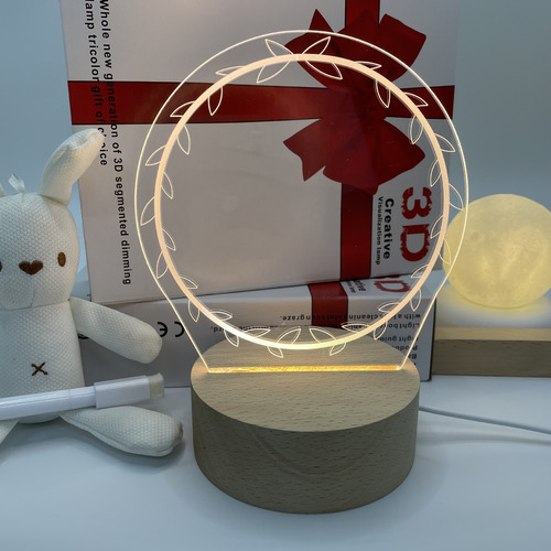 Lámpara Usb Monocromática Base Madera 13 Cm