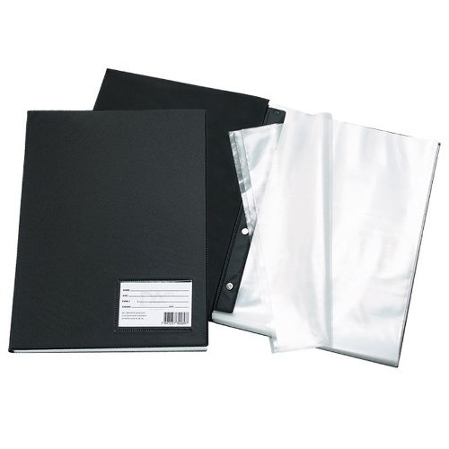  Pasta Catálogo Preta Com Visor 100 Envelopes Plásticos