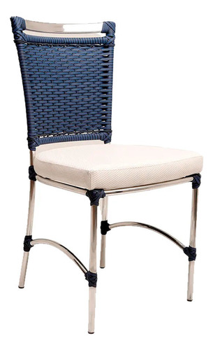 Cadeira Alumínio E Fibra Sintética Jk Cozinha Edicula Varand Cor Azul Dark