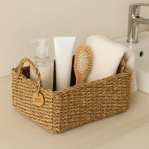 Cesto Caixa Organizador Seagrass Quarto Banheiro Decorativo Palha