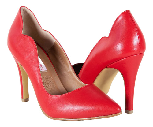 Zapatilla Dama Silvia 3180 Rojo Stiletto Vestir Moda 22-27