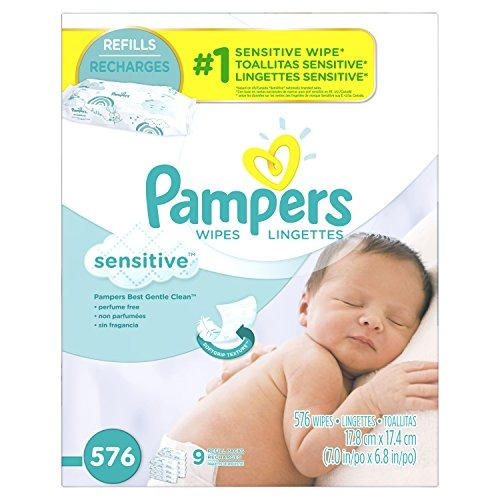 Pampers Sensitive Water Baby Wipes 9x, Refill Packs 576 Coun