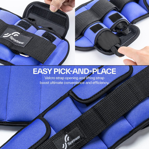 Tobilleras Deportivas Con Peso Ajustable Hasta 3.5 Lb Azul Azul