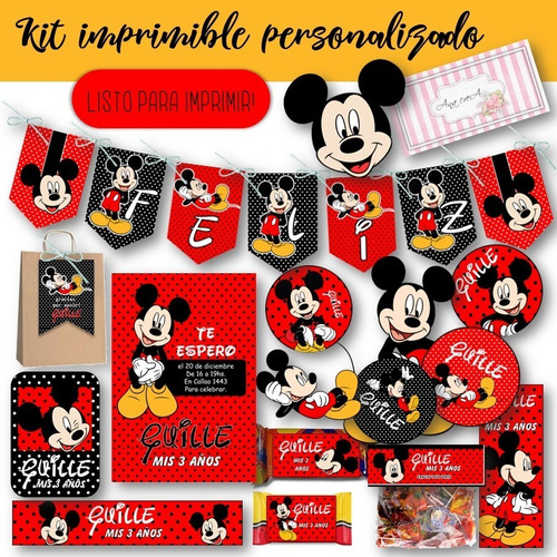 Kit Imprimible Mickey Mouse Mod.2 Candy Bar Personalizado