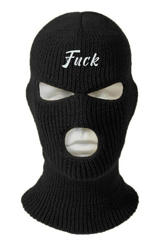 Gorro Pasamontañas Fuck Texto Dad Street Blanco Bordado