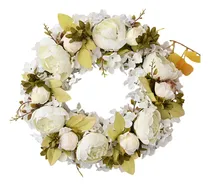 Comprar Corona De Flores Artificiales Corona Para Puerta Coronas Fúnebres Para Funeral Guirnalda De Peonias Decoración Para Boda Xv Años Bautizo Fondo De Fotografía Escenario