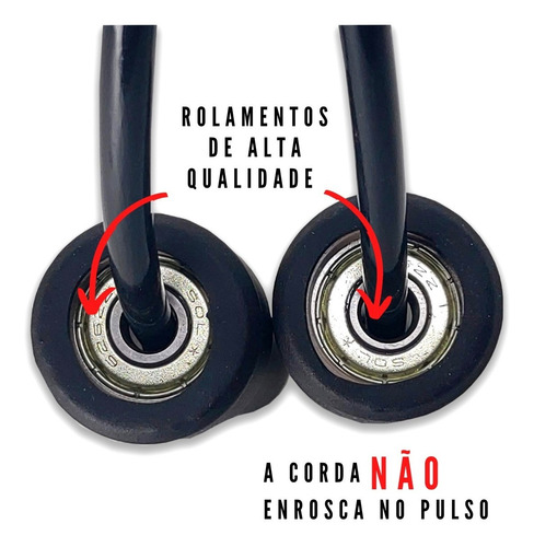 Imagem 2 de 7 de Corda Pular Cross Emagrecer Fit Rolamento Toda Altura Black