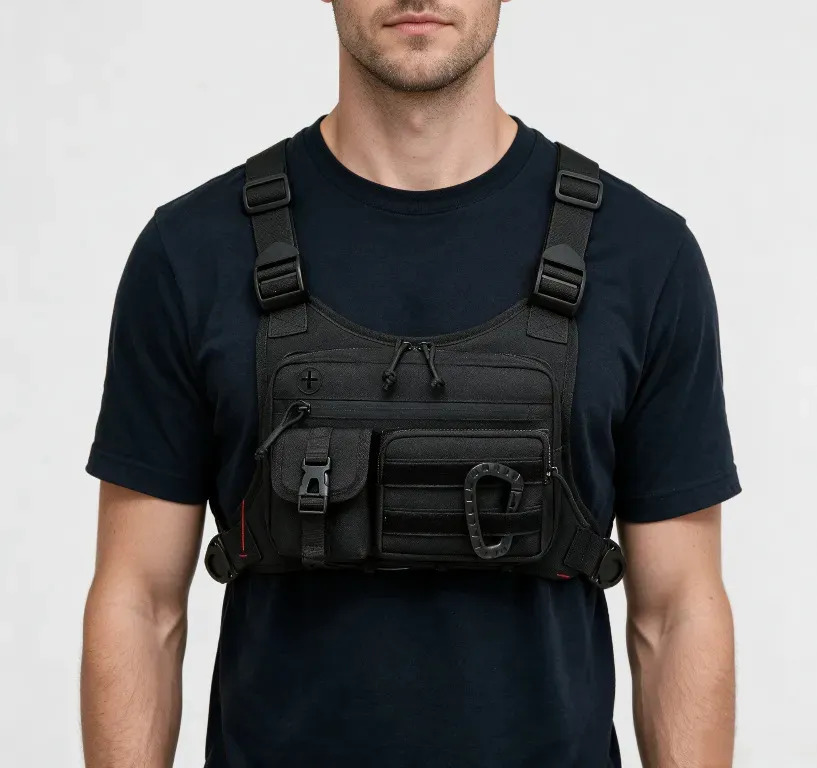 Bolsa Peitoral Frontal Masculina Ajustável Tática Para Motob