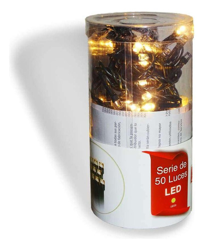 Serie De Luces 50l Led Calido Cable Verde