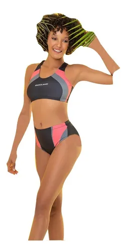 Malla Bikini Dama Mujer Top Tiro Alto Deportivo Combinado