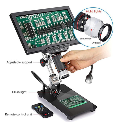 Microscópio Digital Usb Lcd De 10,1 Polegadas, 1080p, 1-1600