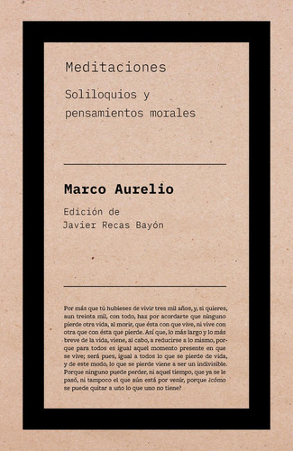 Libro Meditaciones: Soliloquios Y Pensamientos Morales