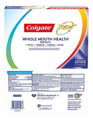 Pasta De Dientes Colgate Total Sf Advanced Whitening 180 Ml