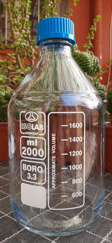 Botella Borosilicato 3.3 Tapa Rosca 2 Lt. Laboratorio