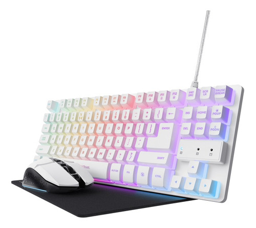 Combo Gaming Teclado Y Mouse Trust Gxt794w Con Mouse Pad