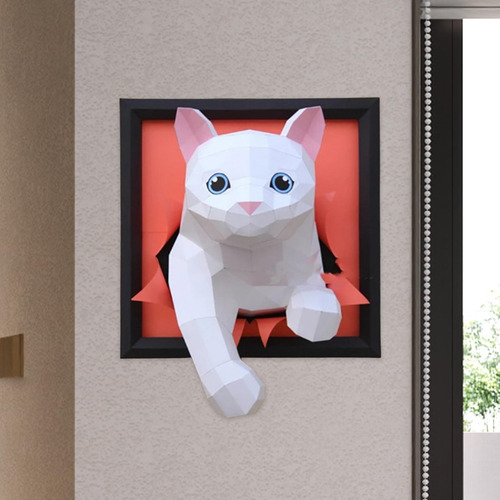 Decoración De Pared Gato Arte De Pared Modelo De Papel 3d