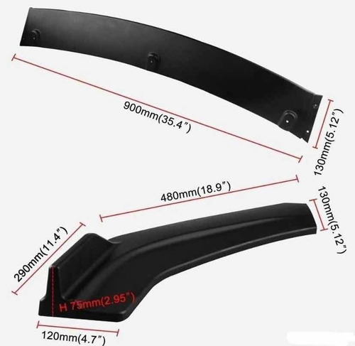 Imagen 7 de 9 de Líp R Universal Spoiler Faldón 3 Piezas Importando Bumper