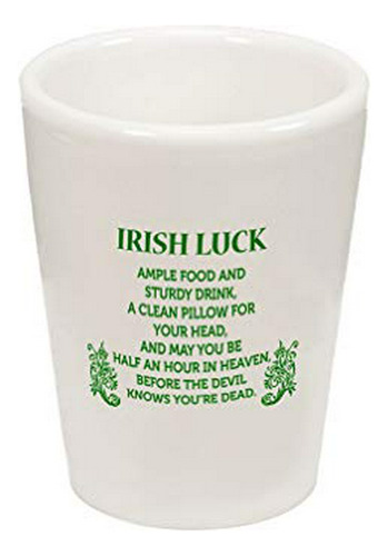 Ceramic Shot Glass Cup Four Leaf Shamrock Clover Irish Irela