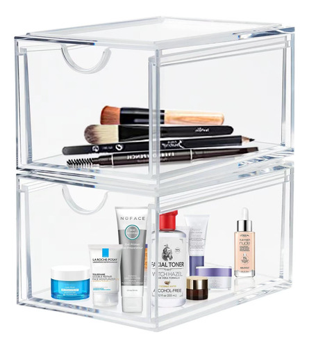 Organizador Apilable De Cosmeticos, Juego De 2 Organizadores