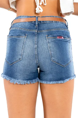 Shorts Jeans Feminino Boyfriend Cintura Alta Com Lycra Curto