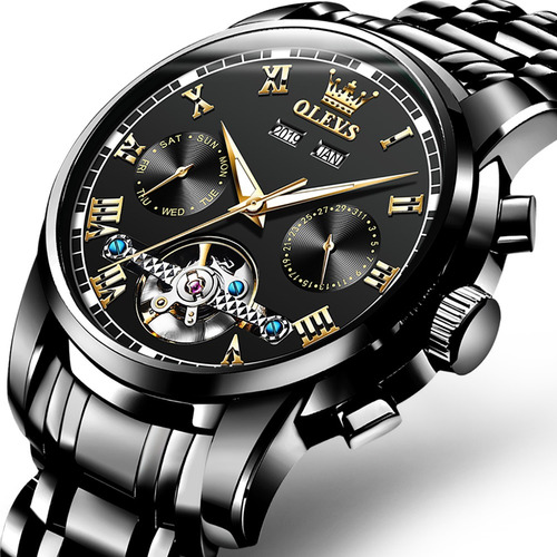Relógios luminosos ocos automáticos Olevs 6607, cor de fundo preta