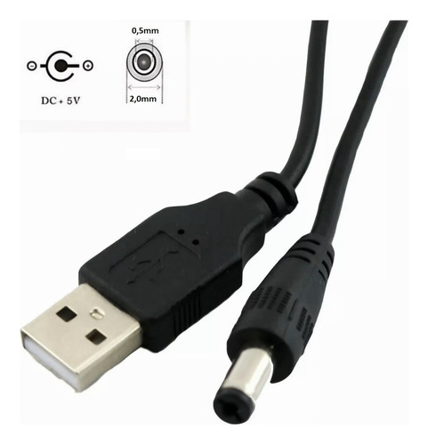 Cable De Poder Usb Macho A Conector  Dc 2.0mm Ext A0,5mm Int