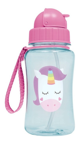 Imagem 3 de 3 de Garrafinha Infantil Canudo Silicon Animal Fun Unicórnio Buba