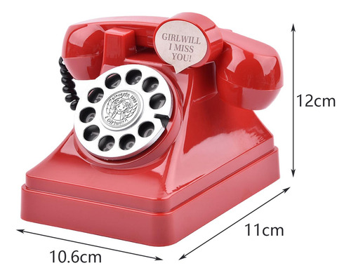 Retro Teléfono Alcancía Dial Teléfono Dinero Ahorro Rojo