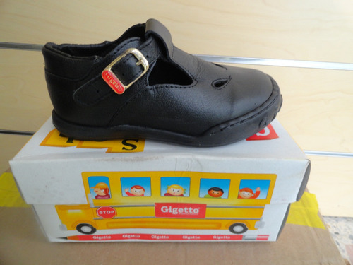 Zapato Escolar Negro Giggeto Niñas Hembras Punta Gruesa 505