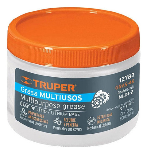 Grasa Lubricante Multiusos Litio 450g Truper Gras-45 12783