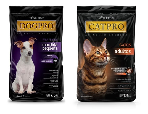 Combo Alimento Premium Catpro Adultos 7,5 Kg+ Dogpro Mp 7,5 