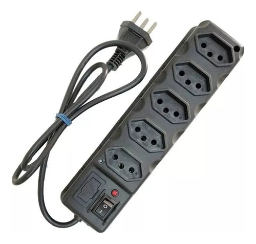 Régua Bivolt 5 Tomadas 10a Filtro De Linha Cabo 90cm Preto