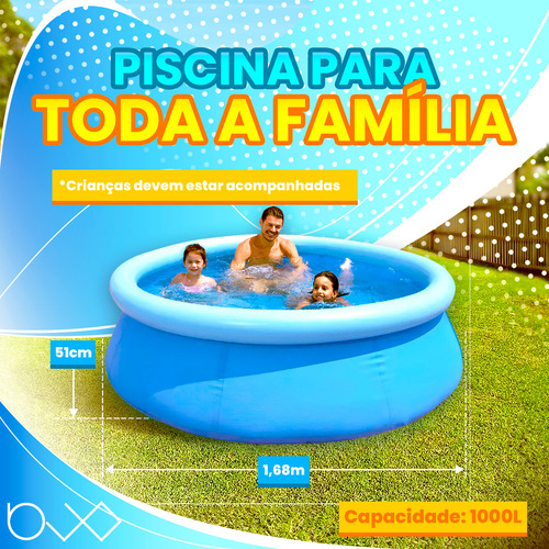 Kit Piscina Inflável 1000l + Bomba De Ar Manual Portátil