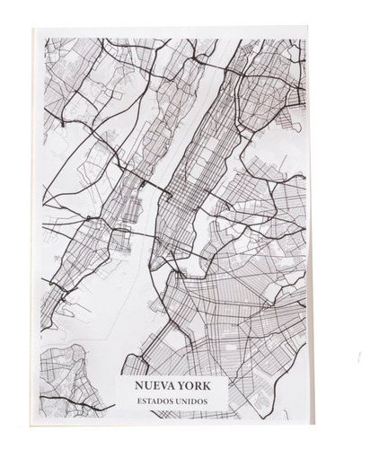 Mapa Nueva York 30x42 Para Enmarcar Papel En La Plata