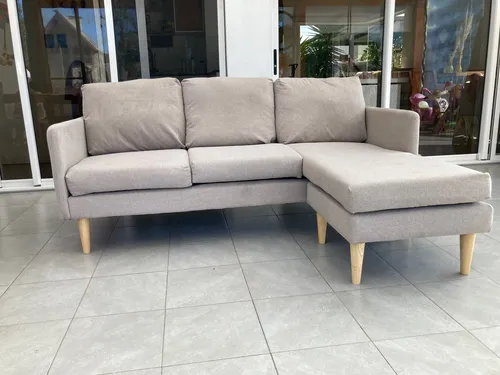 Sofá Chaise (usado) Beige Rayado