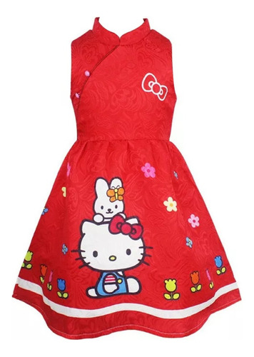 Vestido Infantil Sin Mangas De Hello Kitty 100-140cm