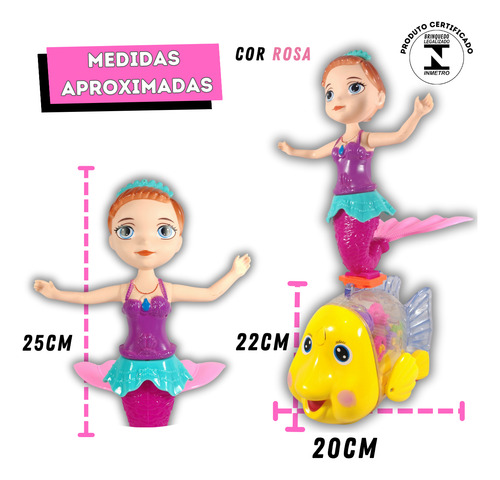 Sereia Boneca Nemo Com Sons Divertidos E Led - Bate E Volta