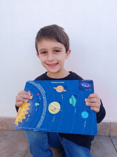 Imagen 2 de 8 de Juego Didactico Encastre Madera Sistema Solar Planetas Niño