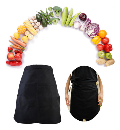 Delantal Unisex De Cintura Corta Con Bolsillo Para Chef, Cam