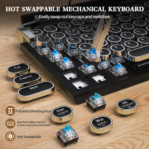 Teclado Mecánico Inalámbrico Taiahiro Retro De 83 Teclas