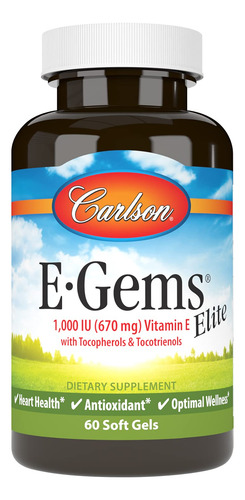 Carlson E-gems Elite Vitamina E 1000 Ui 60 Cápsulas